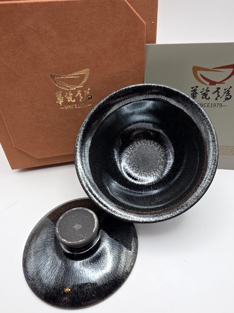 Xu You blue silver oil pattern gaiwan