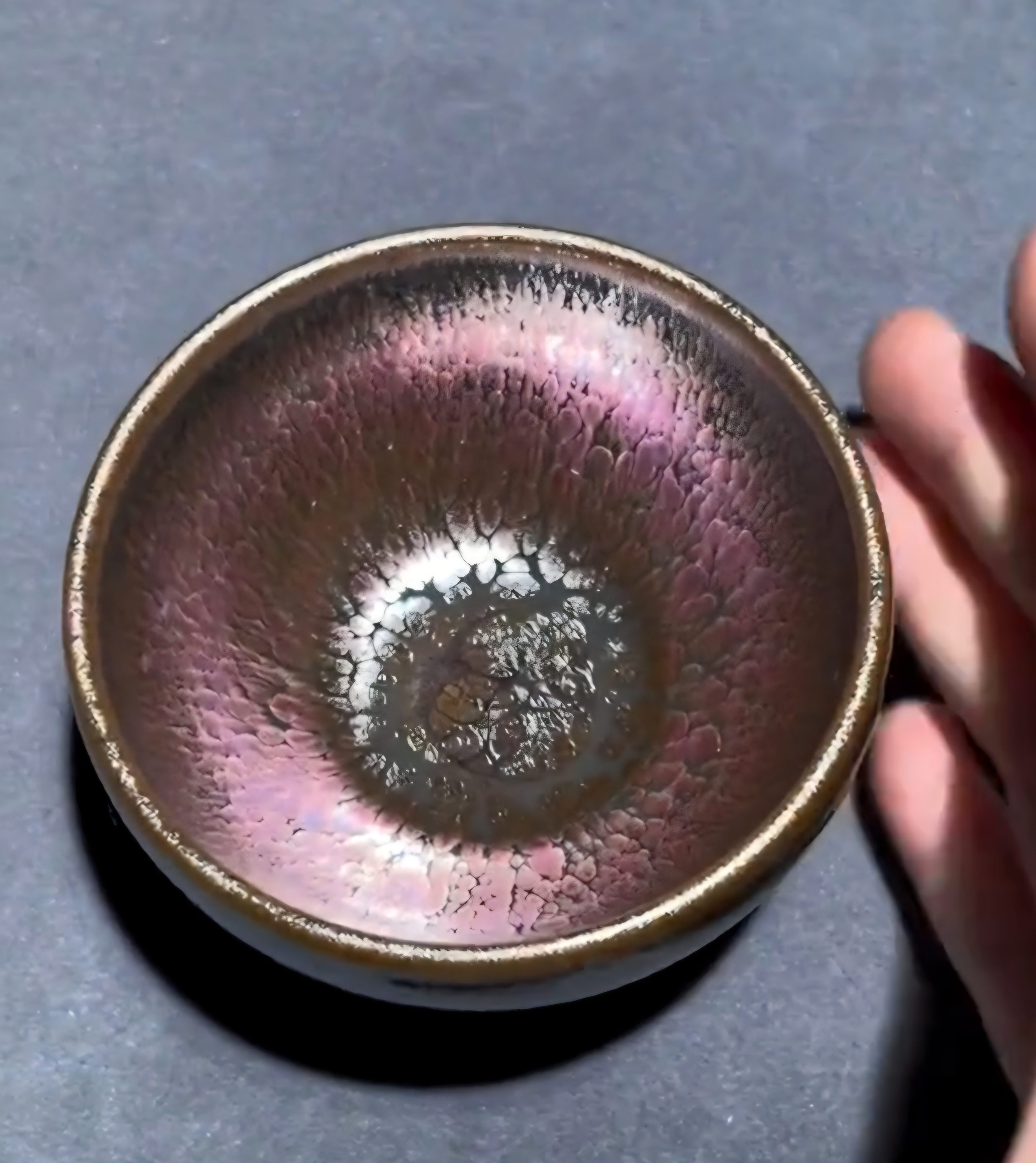 Pink and metallic Jian ware interior by Lü Mengfei