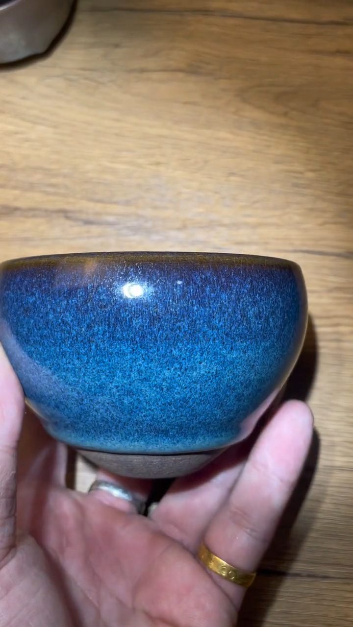 Blue glazed Jian ware bowl by Lü Mengfei