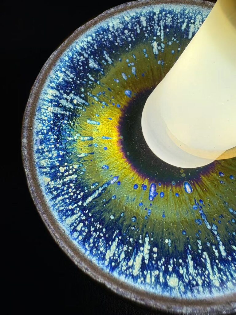 Multicolored crystalline Jian Zhan glaze by You Hui