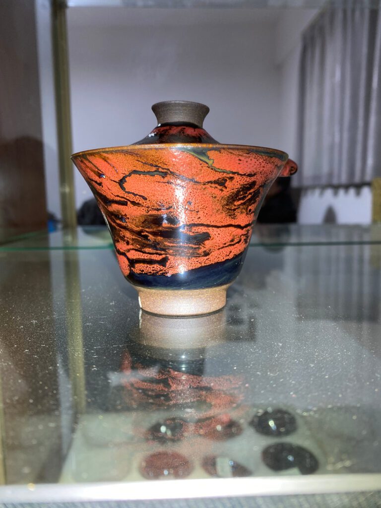Numbered side-fired Jian ware bowl and lid attributed to You Jiajun