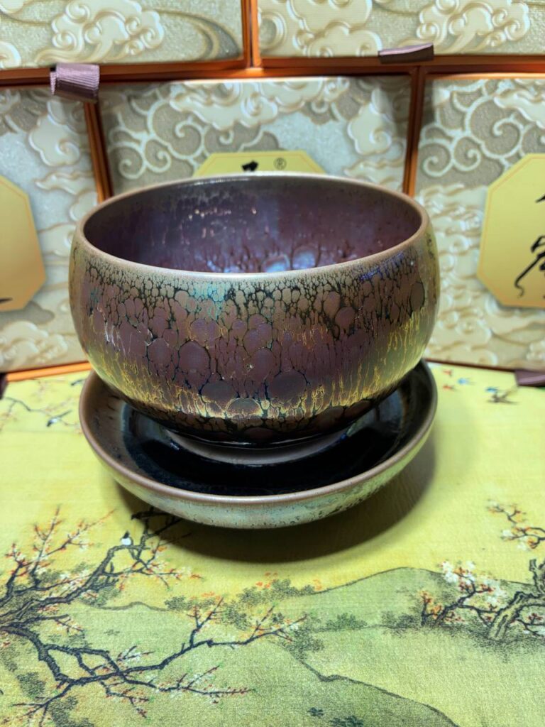 Violet Gold Bowl and Saucer