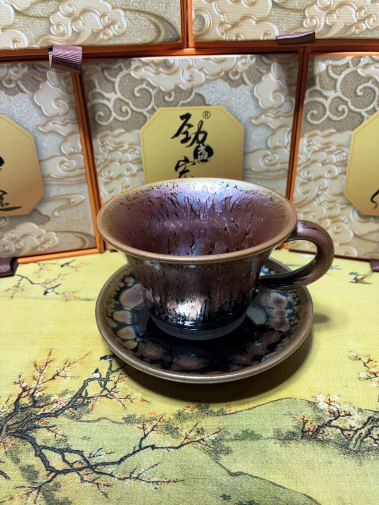 Iridescent Handle Cup and Saucer