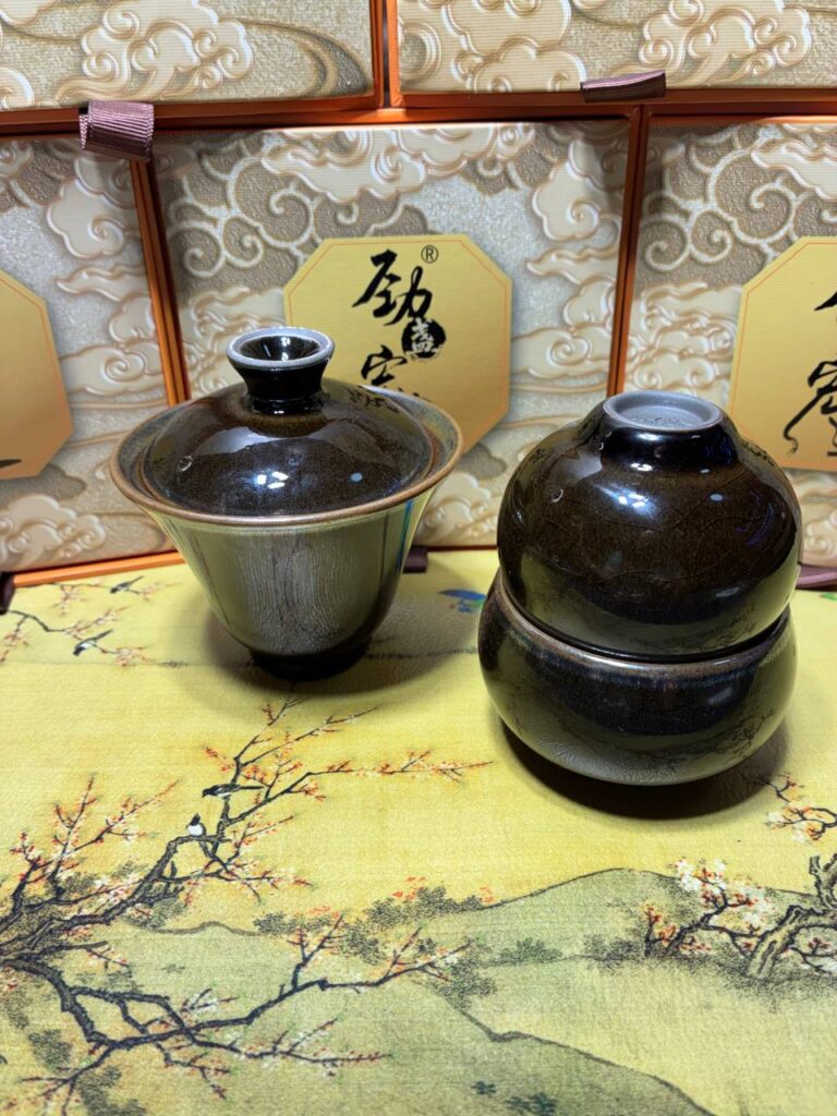 Iridescent Lidded Cup Pair