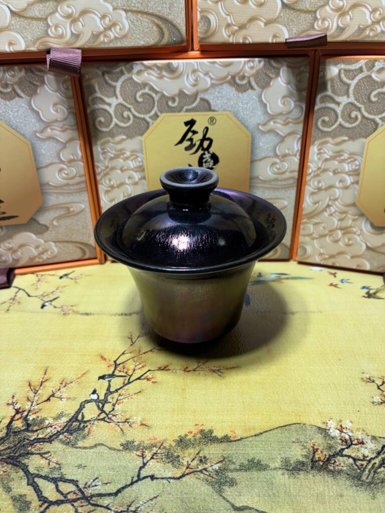 Midnight Iridescent Lidded Bowl